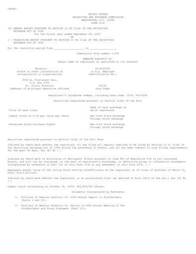 Thumbnail Emerson Annual Report 2003