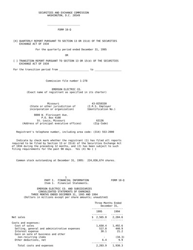 Thumbnail Emerson Quarterly Report 1996-q1