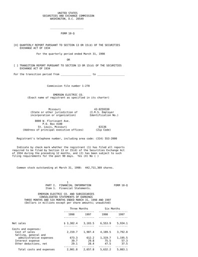 Thumbnail Emerson Quarterly Report 1998-q2