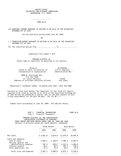 Thumbnail Emerson Quarterly Report 2000-q3