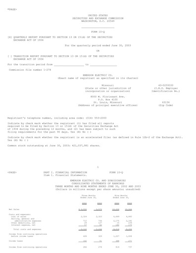 Thumbnail Emerson Quarterly Report 2003-q3