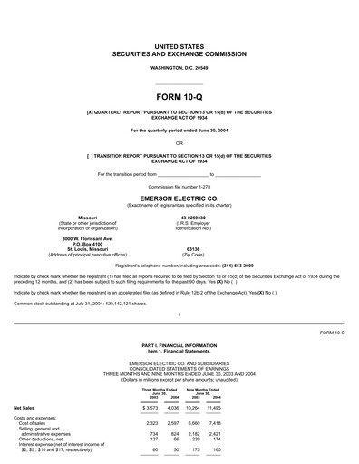 Thumbnail Emerson Quarterly Report 2004-q3