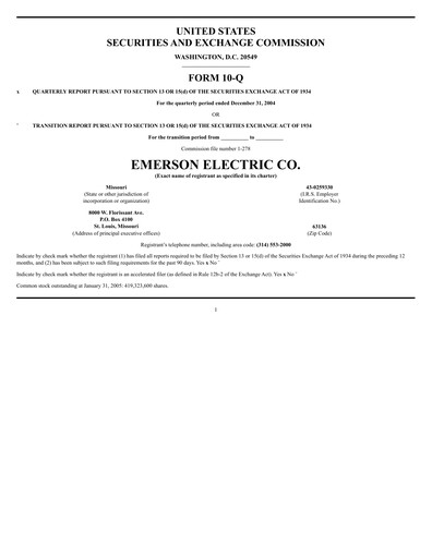 Thumbnail Emerson Quarterly Report 2005-q1