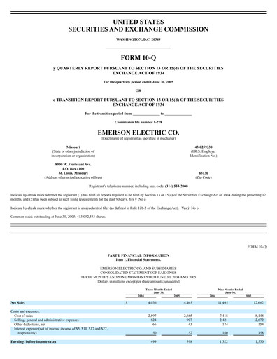 Thumbnail Emerson Quarterly Report 2005-q3