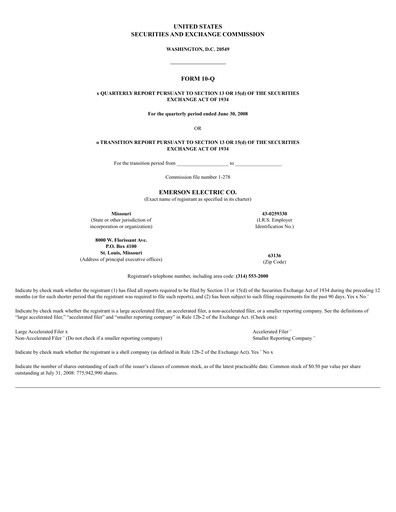 Thumbnail Emerson Quarterly Report 2008-q3