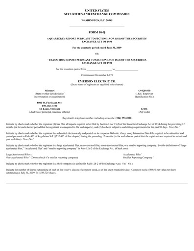 Thumbnail Emerson Quarterly Report 2009-q3