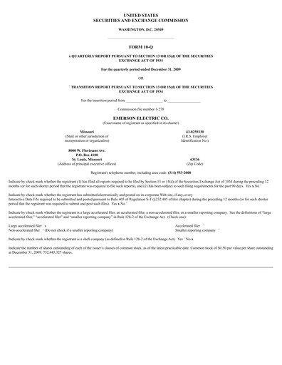 Thumbnail Emerson Quarterly Report 2010-q1