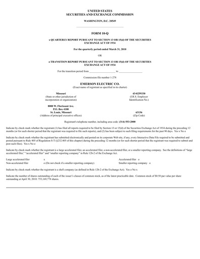 Thumbnail Emerson Quarterly Report 2010-q2