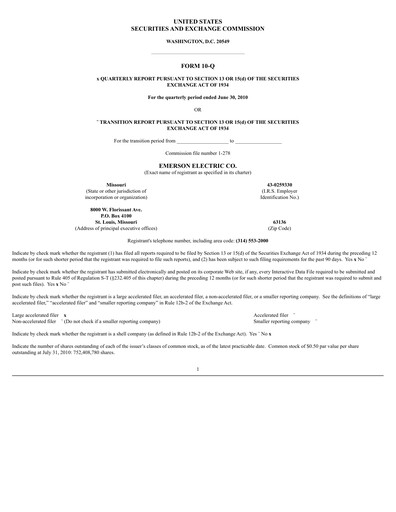 Thumbnail Emerson Quarterly Report 2010-q3