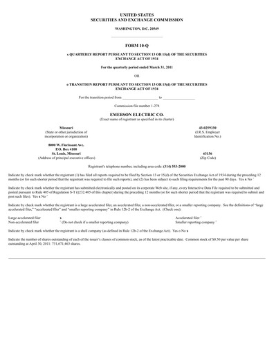 Thumbnail Emerson Quarterly Report 2011-q2