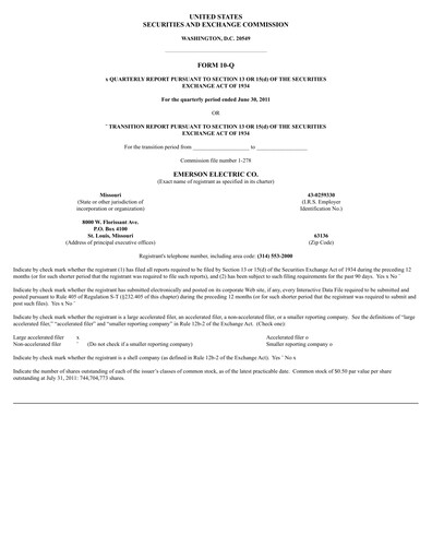 Thumbnail Emerson Quarterly Report 2011-q3