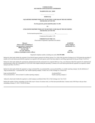 Thumbnail Emerson Quarterly Report 2011-q4