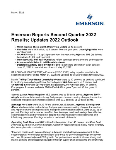 Thumbnail Emerson Quarterly Report 2022-q2
