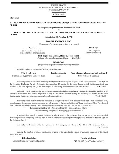 Miniature EOG Resources Rapport trimestriel 2025-q3