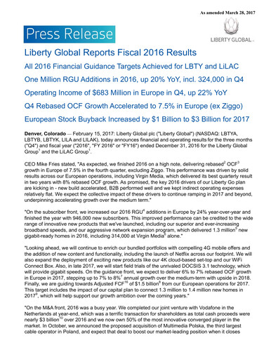 Thumbnail Liberty Global Financial Report 2016
