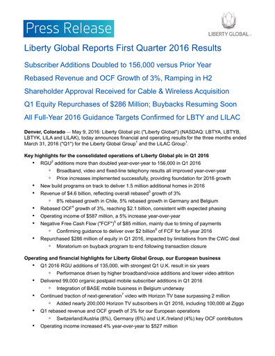 Thumbnail Liberty Global Quarterly Report 2016-q1