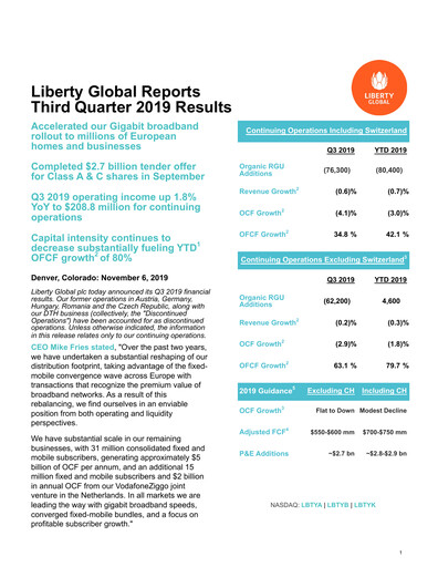 Thumbnail Liberty Global Quarterly Report 2019-q3