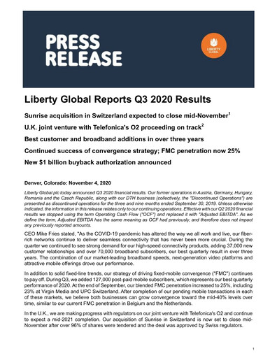 Thumbnail Liberty Global Quarterly Report 2020-q3