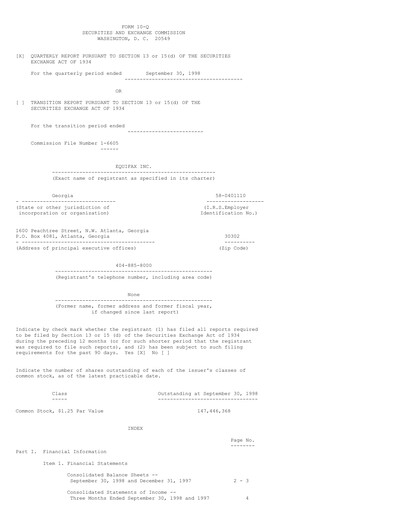 Thumbnail Equifax Quarterly Report 1998-q3
