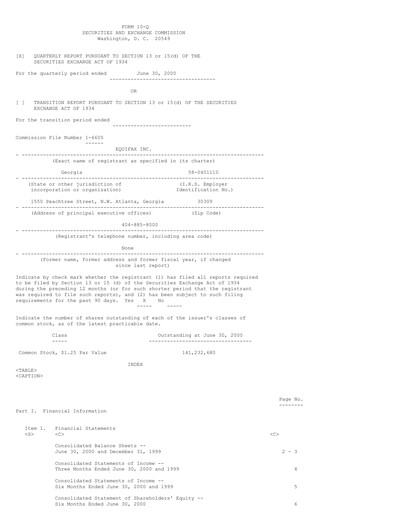 Thumbnail Equifax Quarterly Report 2000-q2