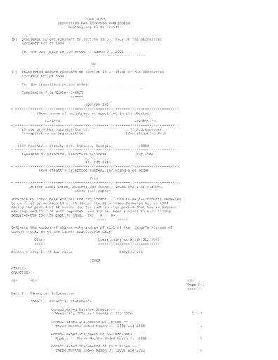 Thumbnail Equifax Quarterly Report 2001-q1