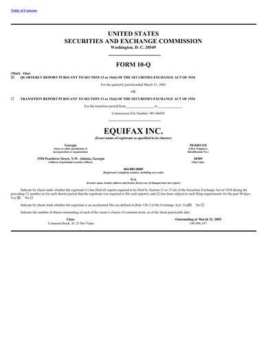 Thumbnail Equifax Quarterly Report 2003-q1