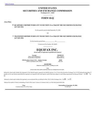 Thumbnail Equifax Quarterly Report 2004-q3
