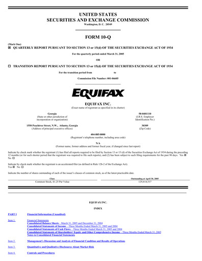 Thumbnail Equifax Quarterly Report 2005-q1