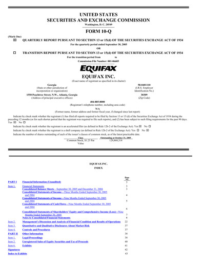 Thumbnail Equifax Quarterly Report 2005-q3