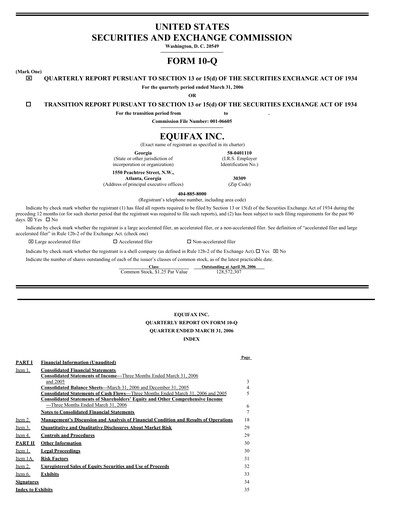 Thumbnail Equifax Quarterly Report 2006-q1