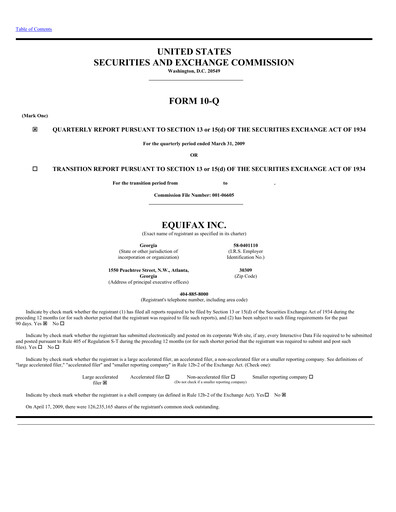 Thumbnail Equifax Quarterly Report 2009-q1