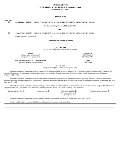 Thumbnail Equifax Quarterly Report 2010-q1