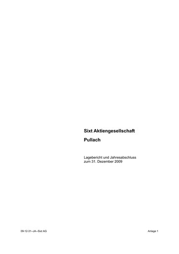Thumbnail Sixt Financial Statement 2009