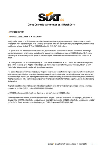 Thumbnail Sixt Quarterly Report 2016-q1