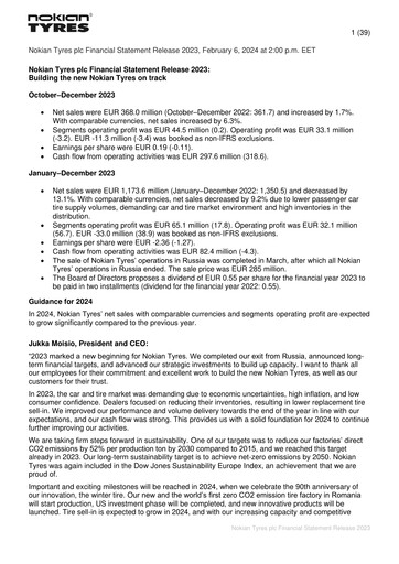 Thumbnail Nokian Tyres
 Financial Report 2023