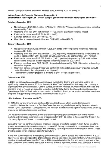Thumbnail Nokian Tyres
 Financial Statement 2019