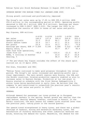 Thumbnail Nokian Tyres
 Half-year Report 2005-h1