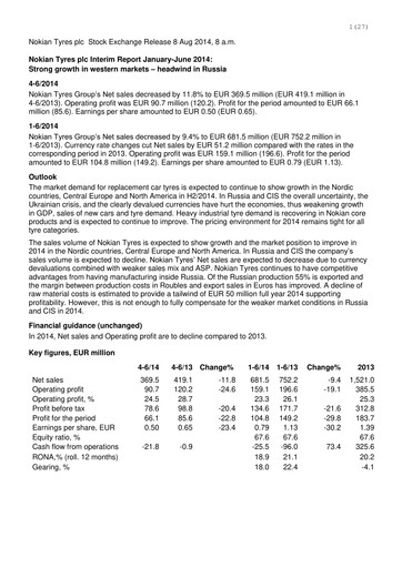 Thumbnail Nokian Tyres
 Half-year Report 2014-h1