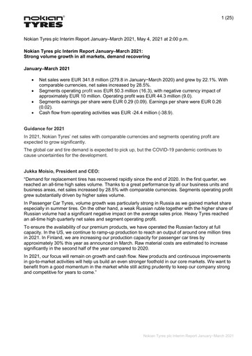 Thumbnail Nokian Tyres
 Quarterly Report 2021-q1