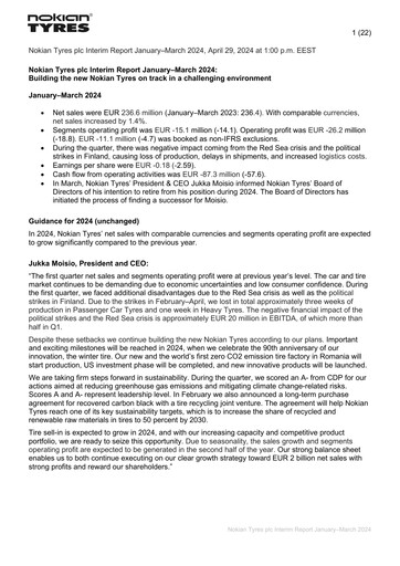 Thumbnail Nokian Tyres
 Quarterly Report 2024-q1