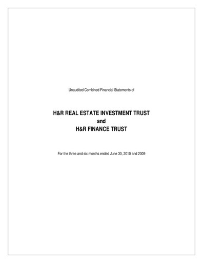 Thumbnail H&R REIT Quarterly Report 2010-q2
