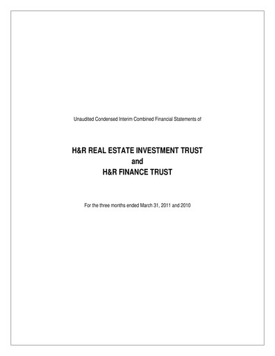 Thumbnail H&R REIT Quarterly Report 2011-q1