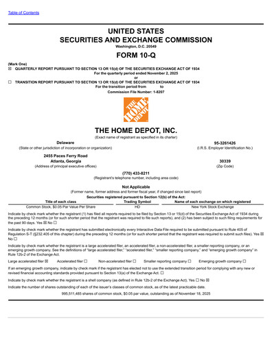 Thumbnail Home Depot Quarterly Report 2025-q3
