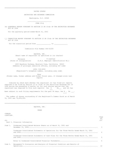 Thumbnail Equinix Quarterly Report 2001-q1