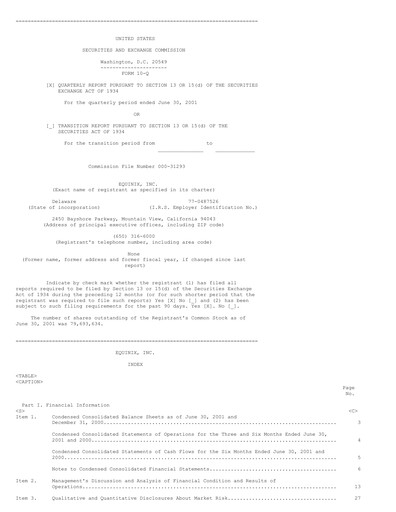 Thumbnail Equinix Quarterly Report 2001-q2