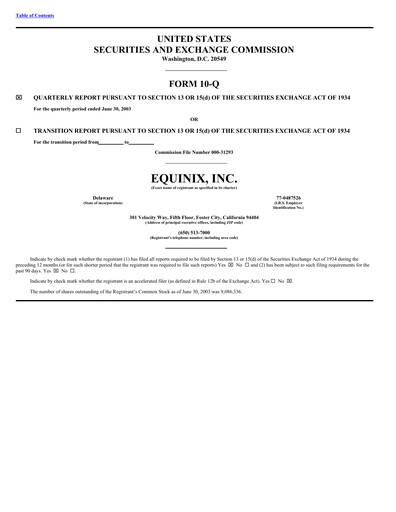 Thumbnail Equinix Quarterly Report 2003-q2