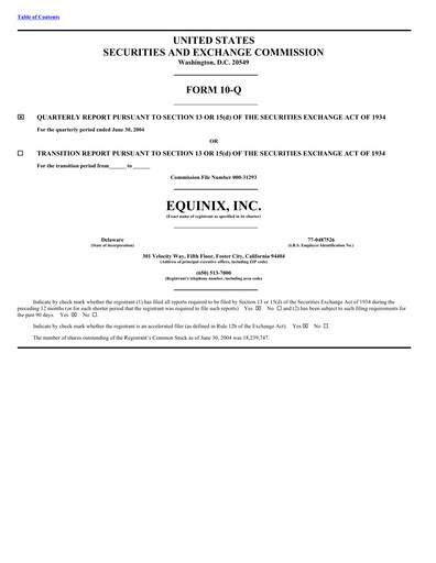 Thumbnail Equinix Quarterly Report 2004-q2