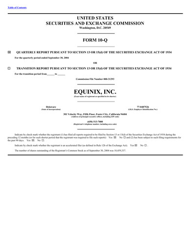 Thumbnail Equinix Quarterly Report 2004-q3
