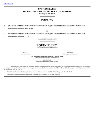 Thumbnail Equinix Quarterly Report 2005-q1