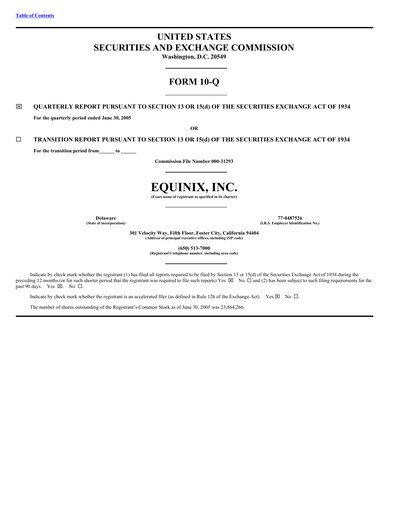Thumbnail Equinix Quarterly Report 2005-q2